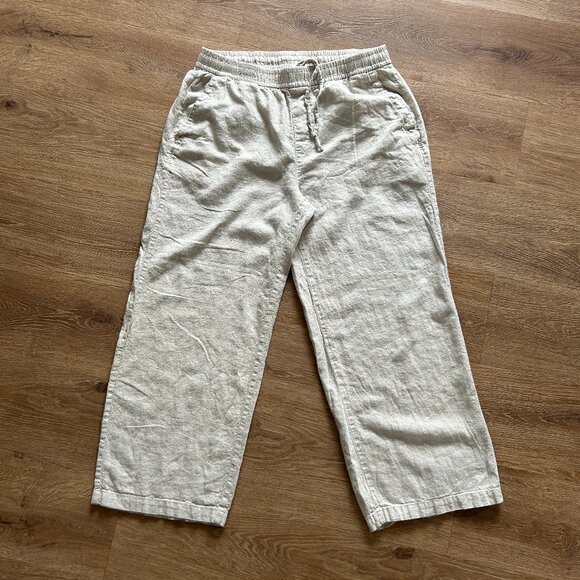 Old Navy Pants - Old Navy Linen Blend Wide Leg Pants Womens Size Medium Beige Relaxed Boho